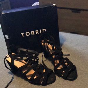 Torrid black high heel sandal worn once